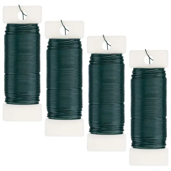 4 Pack Floral Wire, 131 Yards Paddle Wire 22 Gauge Florist Wire Green for Wreath Wire Making Craft, Floral Flower Arrangements and DIY Crafts, Garland {5}
