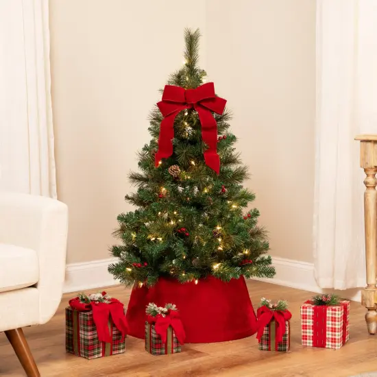 Northlight 4' Pre-Lit Frosted Carolina Berry Spruce Artificial Christmas Tree, Clear Lights Green {1}