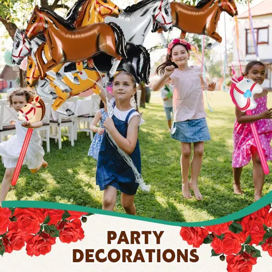 Roshtia 16 Pcs Inflatable Stick Horse and Horse Balloons for Kids Racing Derby Party Supplies Cute Horsehead Stick Balloon Derby Day Party Decorations for Birthday Baby Shower {4}