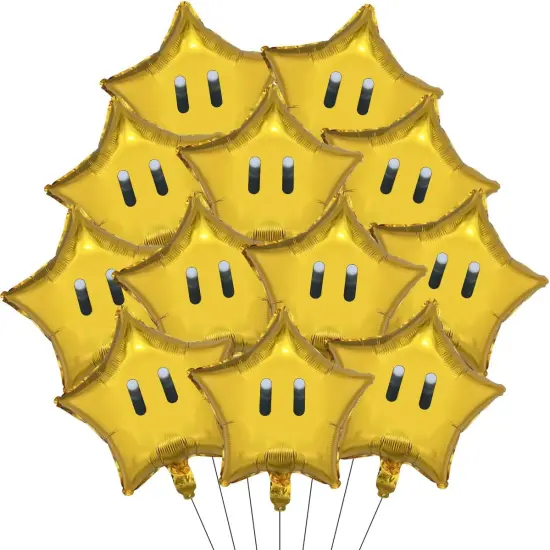 12PCS Star Foil Balloons Super Gold Coin Star Balloons Yellow Star Balloons Kids Birthday Party Decorations Supplies {1}