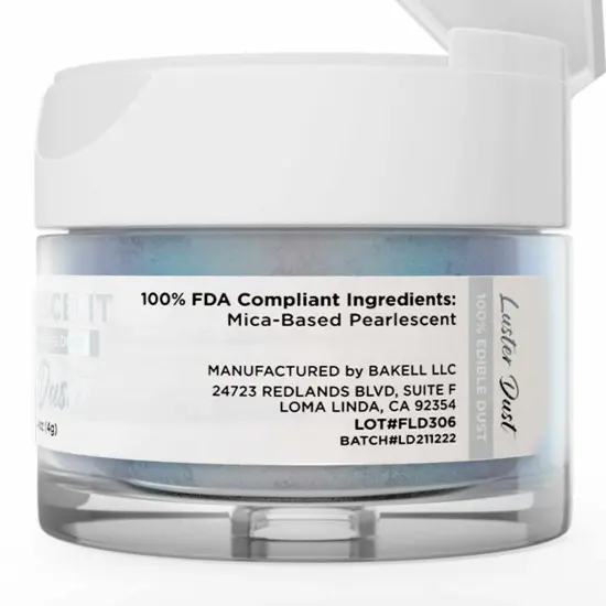 Bakell - Blue Iridescent Luster Dust (4g, 1x Jar) Edible Vegan Dust & Paint for Baking, Desserts and Beverages {4}