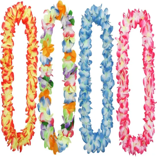 4 pcs Thickened Summer Hawaiian Leis, Perfect Luau Party Supplies for Summer Beach Vacations, Essential Party Decorations (4, 4 Color) {1}