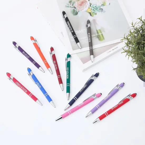 Funny Pens, 12 Pcs Pens Fine Point Smooth Writing Pens, Inspirational Ballpoint Pens with Screens Touch Stylus Tips, Black Ink 1.0 Mm Pens Gift Office Desk Accessories, Motivational Stylus Pens {4}