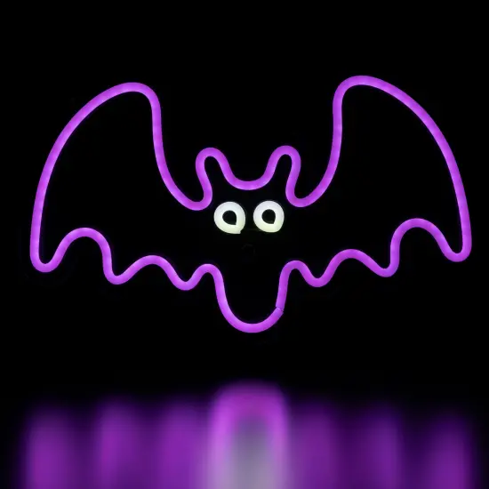 Northlight LED Bat Neon Lighted Halloween Wall or Window Decoration - 15" - Purple {5}