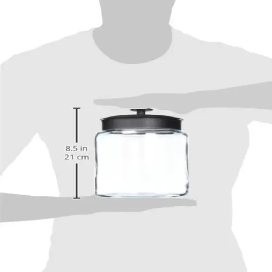 Hocking 96 Ounce Mini Montana Glass Jar with Lid (4 piece, black metal, dishwasher safe) {3}