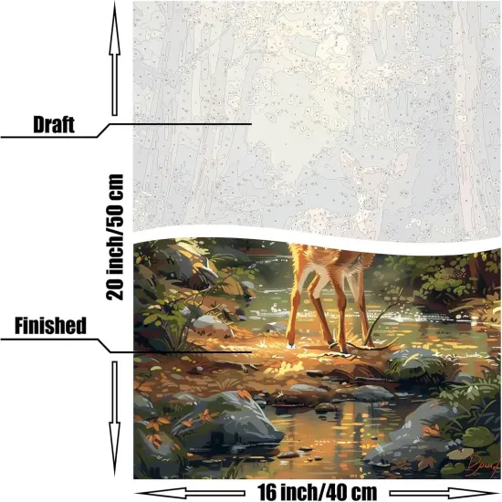Paint by Numbers Kit for Adults Beginner & Kids Easy Acrylic on Canvas 16x20 inch with Paints and Brushes, Deer {3}