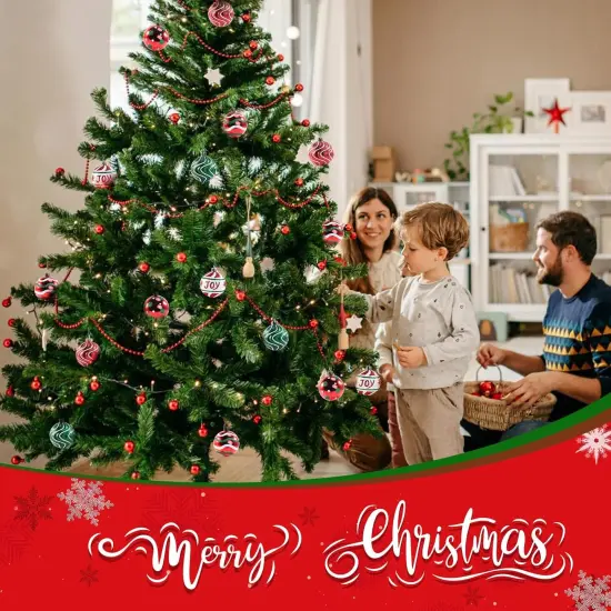 30 PCS Christmas Balls Ornaments, 2.36'' Red Green White Christmas Balls, Shatterproof Xmas Balls Decoration for Christmas Tree, Painting & Glittering Christmas Hanging Ball for Party Event {2}