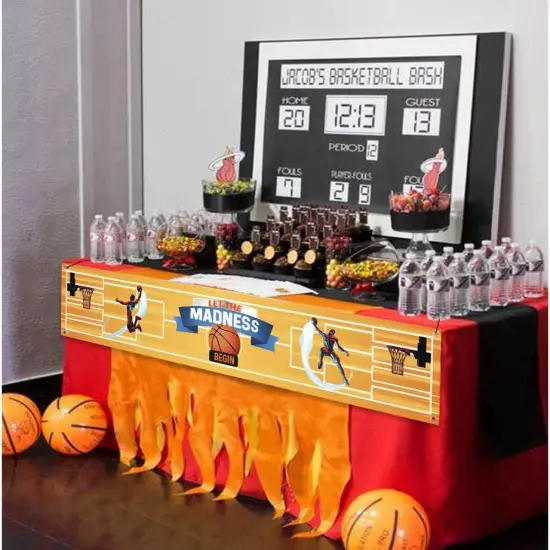 Basketball Theme Banner Party Supplies, College Basketball Party Decorations Party Banner, Let The Madness Begin, Lawn Sign Backdrop Banner for Indoor Outdoor Basketball Theme Party Supplies(9.8 x 1.5 ft) {2}