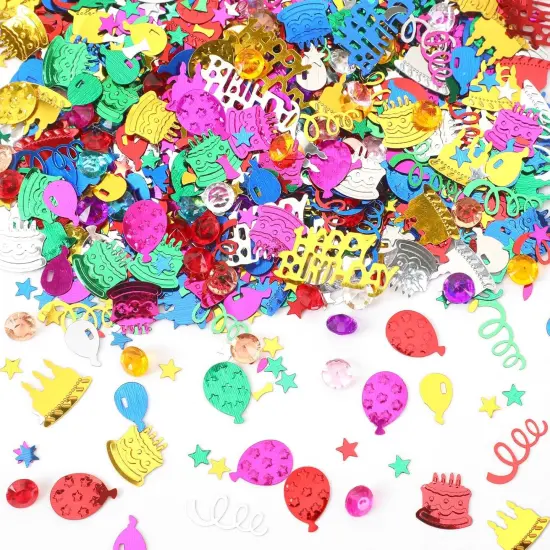 Happy Birthday Glitter Confetti, Birthday Party Metallic Foil Table Confetti Multicolor Cake Balloon Sprinkles Table Centerpiece for Baby Shower Party Decorations {1}