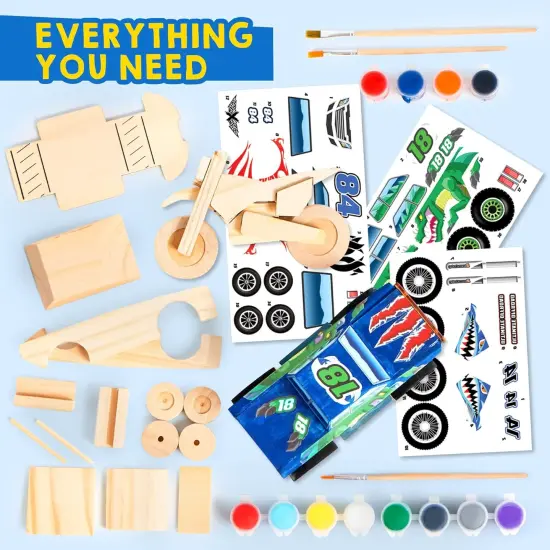 Kids Craft Kit Build & Paint Your Own Wooden Race Car Art & Craft Kit {2}