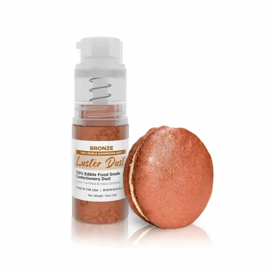Bakell -Bronze Luster Dust (4g, 1x Pump) Edible Vegan Dust & Paint for Baking, Desserts and Beverages {1}