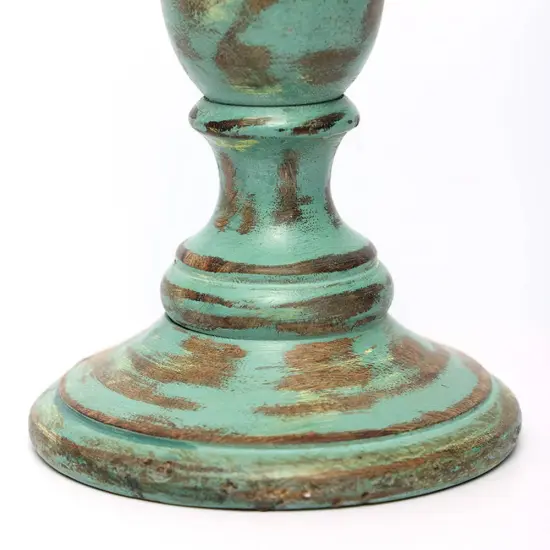 Antique Mango Wood & ResinCenterpiece Candle Holder - 4" x 15" {5}