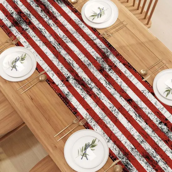 Linen Red White and Blue Butterfly Memorial Day Table Runner 72 Inches Long 4th of July Veterans Day Patriotic Decorations and Supplies for Home Kitchen Dining Room Table {3}