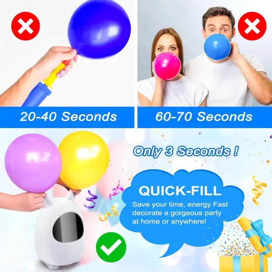 Electric Balloon Pump, Portable Dual Nozzle Electric Balloon Blower Pump, Electric Balloon Inflator for Decoration (110V 600W) (White) {3}