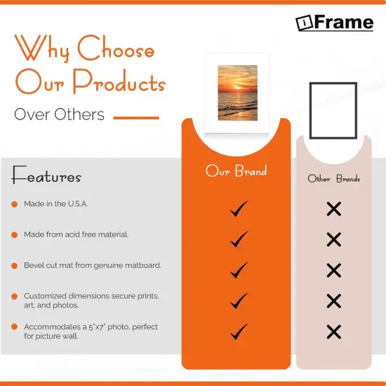 iFrame Pre-Cut White Picture Mats With Light Cream Bevel Cut For Photo And Frames | Mats Only | Acid Free Material | Made In USA (Pack of 50) {10}