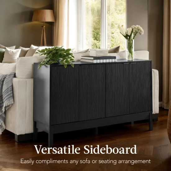 Best Choice Products 4-Door Reeded Storage Cabinet w/ Soft-Close Doors, Multipurpose Accent Furniture Black {6}