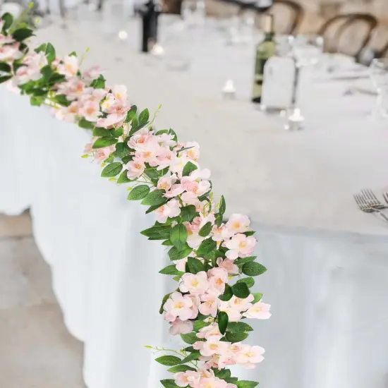 Artificial Cherry Blossom Flower Vine Hanging Champagne Cherry Blossom Flower Silk Garland Hanging Vines Faux Flowers for Outdoors Spring Wedding Party Home Table Centerpiece Arrangement Decor {5}