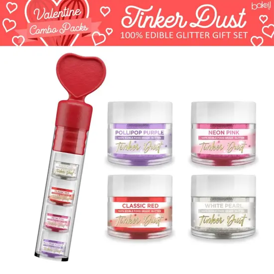 Bakell - Valentine's Day Collection Edible Glitter Heart Gift Pack (4PC Set) {1}