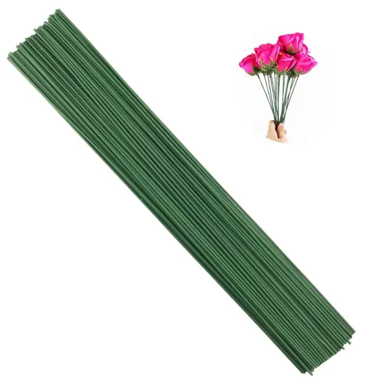 Pack of 50, Diameter 2mm Dark Green Paper Wrapped Floral stem Wire 16 Inch Floral Stem Wire - DIY Bouquet Stem Wrapping and Crafts {1}