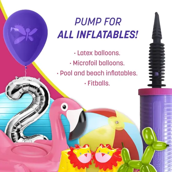 Balloon Pump Hand Held, Inflator Air Pump for Balloons - 2Way Dual Action Sturdy Ballon Inflator Pump {5}