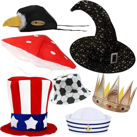 Bulk Premium Funny Hats, 24 Assorted Dress Up Costume Hat, Crazy Party Hats, Novelty Party Hats, Costume Hats for Adults, Teens, Photo Booth Prop for Graduation, Wedding, Birthday, Bachelorette, etc {3}