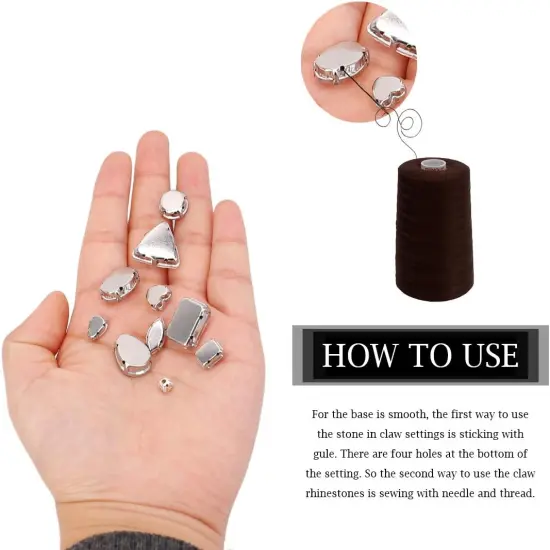 Sew on Rhinestones 100 PCS Mixed Shapes Glass Rhinestones Sew on Crystal Gems Mental Flatback with Silver Claw for Jewelry Crafts Clothes Shoes Costume Garment Champagne {3}