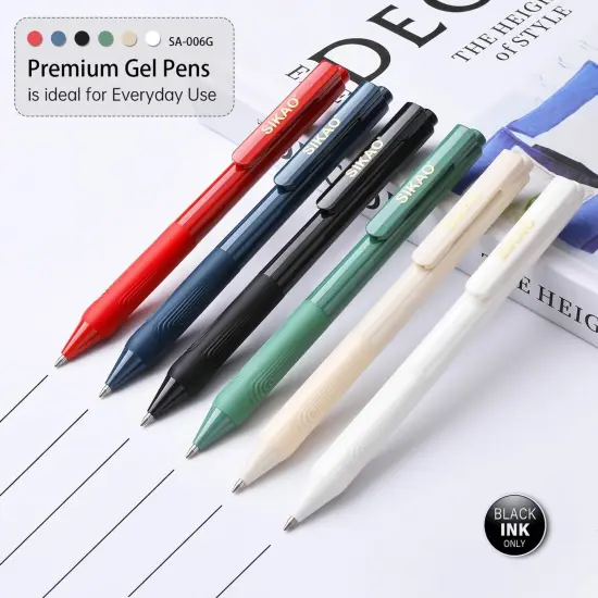 Gel Pens 12 Pack Premium Rollerball Gel Pens Black Ink Medium Point (0.7mm) Click Retractable Ballpoint Gel Pens Bulk Quick Dry Ink Super Soft Grip Smooth Writing for Journaling No Bleed {1}