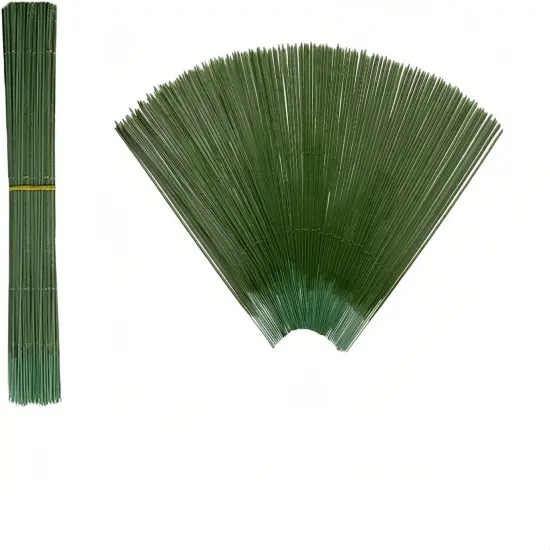 100 pcs Floral Stem Wire - Plastic Artificial Flower Green Stem Rod - Plant Stub Wire Green Florist Wires (10 inch / 25cm) {5}