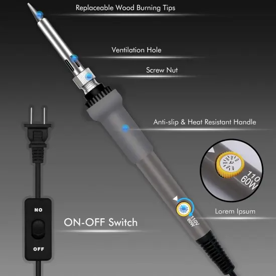 137PCS Wood burning Kit, DIY Creative Tool Set Soldering Woodburning Pen with Adjustable Temperature and Wood Piece for Embossing Carving Tips {2}