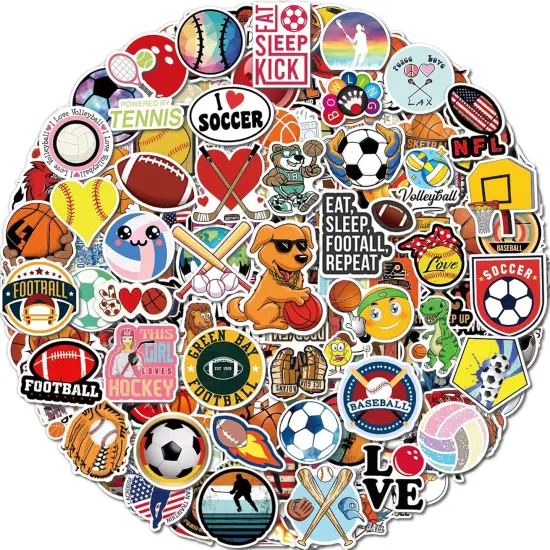 300 Pcs Sports Stickers for kids, Sport Stickers for Water Bottles, Waterproof Water Bottle Stickers for Boys, Vinyl Laptop Stickers Packs, Kids Boys Classroom Prizes for Elementary Students {1}