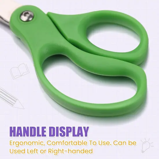 12 Packs 5" Small School Student Blunt Tip Craft Kids Scissors, Stainless Steel Blades Comfort Grip 5 Inch Safety Scissors Bulk for Children Toodler Cutting Paper {2}