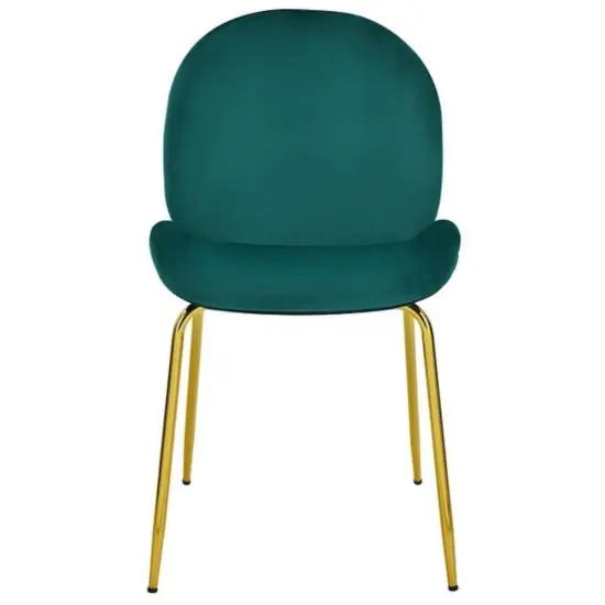 Set of 2 Velvet Accent Chairs with Gold Metal Legs and Ergonomic U Shaped Seat Green {4}