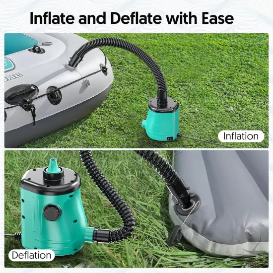 Electric Air Pump for Inflatables Toys Balloon: 3-in-1 Balloon Pump 400W 2.0 PSI High-Power Quick Inflator Deflator for Air Mattress Beds, Pool Float Raft, Wedding Party Decoration - Green {5}