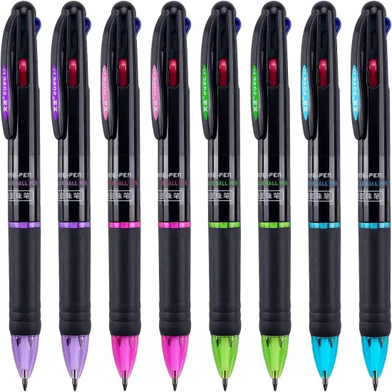 8 Pack Multicolor Ballpoint Pens 4-in-1 0.7mm Colored Retractable Ballpoint Gift Pens for Office School Supplies Students Gift {1}