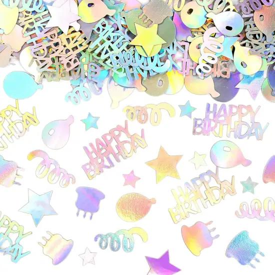 Birthday Confetti for Table Iridescent Happy Birthday Confetti Balloon Star Shaped Table Scatter Suitable for Disco Themed Birthday/Anniversary Party Decor {1}
