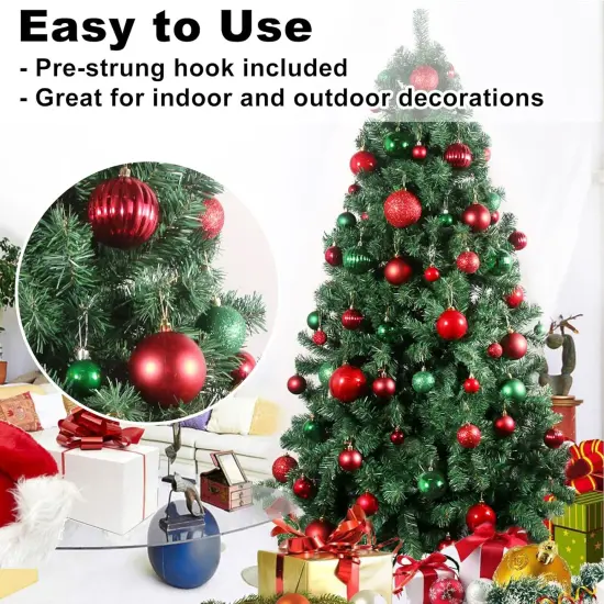 Red & Green 3.2" Large Christmas Balls - Christmas Tree Decoration Ornaments Shatterproof Hanging Balls for Birthday Halloween Holiday Wedding Decorations Set of 18pcs {2}