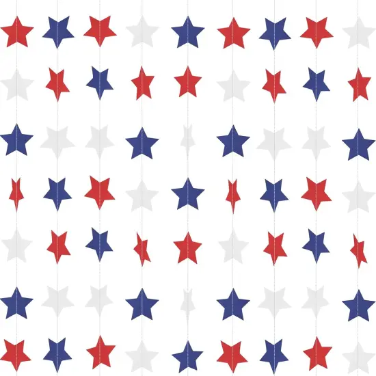 Patriotic Star Garland Banner Streamers Red White and Blue - 59 Ft 6 Strands - Patriotic Decorations for 4th of July, Independence Day, Labor Day, Veterans Day, Memorial Day {1}