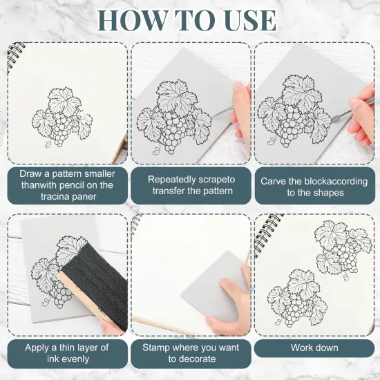 Ctosree 12 Pcs Gray Carve Block Rubber Carving Block 4 x 6 Inches Engraved Linoleum Blocks for Printmaking DIY Soft Rectangle Rubber Stamp Kit for Print Craft Projects Beginners Experienced {4}