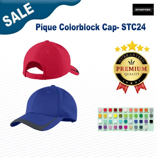 Sport-Tek&reg; Pique Colorblock Cap White/ Black {3}