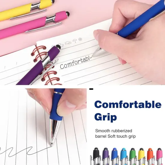 8 Pack Ballpoint Pen 2-in-1 Stylus Retractable Ballpoint Pen with Stylus tip, Metal Stylus Pen for Touch Screens, 1.0 mm Black Ink {3}