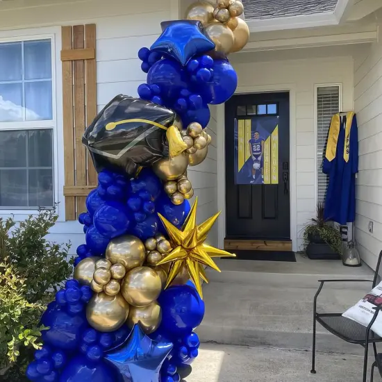 Graduation Balloons Garland Arch Kit, Graduation Balloons Class of 2025, Navy Blue and Gold White Latex Balloons with Graduation Class Foil Balloons for 2025 Graduation Party Decor {4}