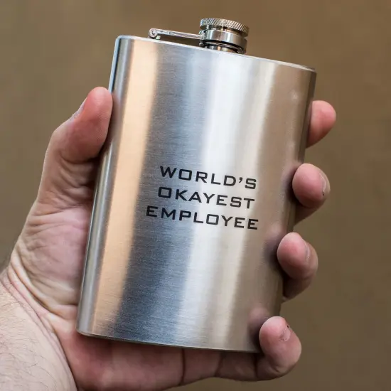 8oz World's Okayest Employee Stainless Steel Flask {4}
