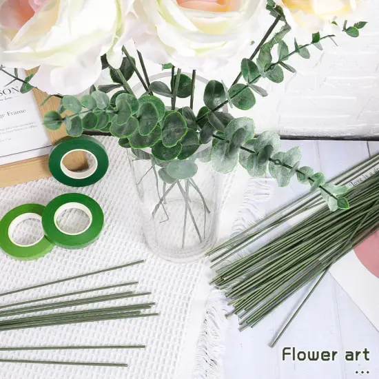 60 Pack Floral Stems Wire for Paper Flower 2 Gauge Flower Stems for Crochet Projects 16 Inch Artificial Green Crafts Wire Wreath Making Supplies for Flores Eterna Flower DIY {2}