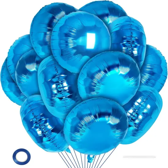 20 Pcs Blue Round Shaped Balloons,18 Inch Round Foil Balloon,Giant Round Mylar Balloon Helium Balloons for Birthday Party Baby Shower Wedding Decorations (Blue) {1}