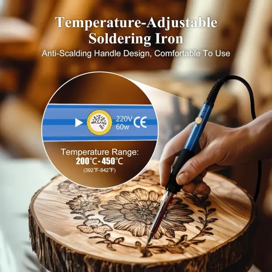 Wood Burning Kit 113pcs Professional Wood Burning Tool Adjustable Temperature Wood Burner Tools Set with Soldering Iron for Embossing Carving DIY Adults Crafts Beginners {3}