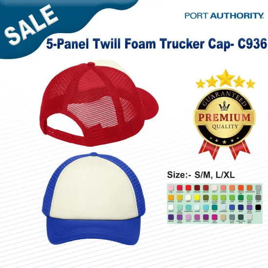 Port Authority&reg; 5 Panel Twill Foam Trucker Cap Black/ Black {3}