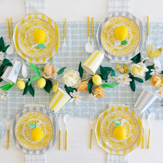 SOLEIL YELLOW SIGNATURE CABANA STRIPE CUPS {4}