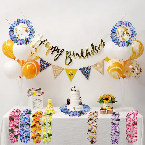 6 Counts Summer Garland Hawaiian Leis Bulk,leis for luau party,hawaiian leis for adults,beach party favors for adults,Summer Beach Vacation,Theme Party Decorations {5}