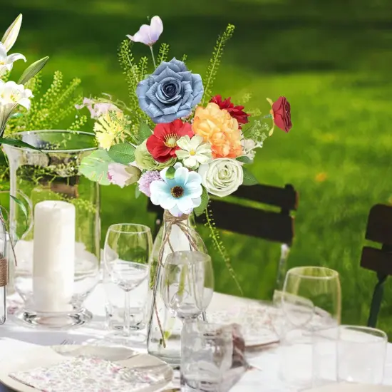 Fake Artificial Summer Bouquets Flowers Combo, Faux Silk Colorful Flowers {5}