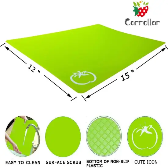 Flexible Plastic Cutting Board Mats, Colored Mats With Food Icons, Gripped Back, Cutting board Set of 4 (1) {2}